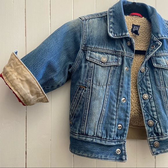 Vintage baby Gap jean jacket Sherpa lined Toddler size 3 - Picture 5 of 13